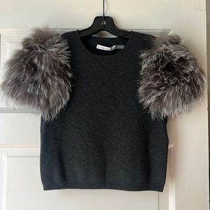ALICE + OLIVIA Ciara Fox/Rabbit Fur Sweater Size M